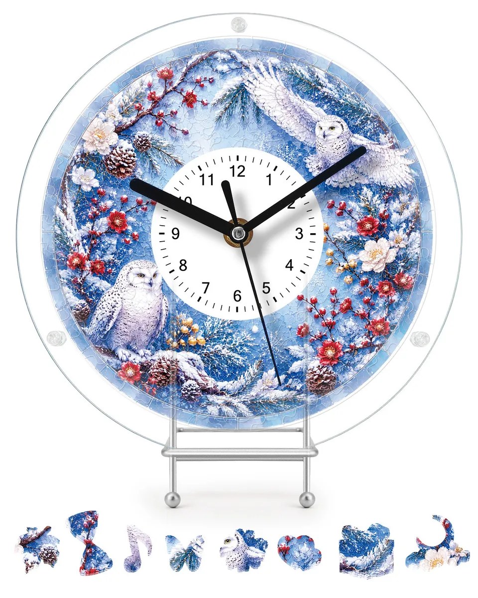 kaayee-clock-kit-owls-winter-grove-puzzleuhr-regular-eulen image 1