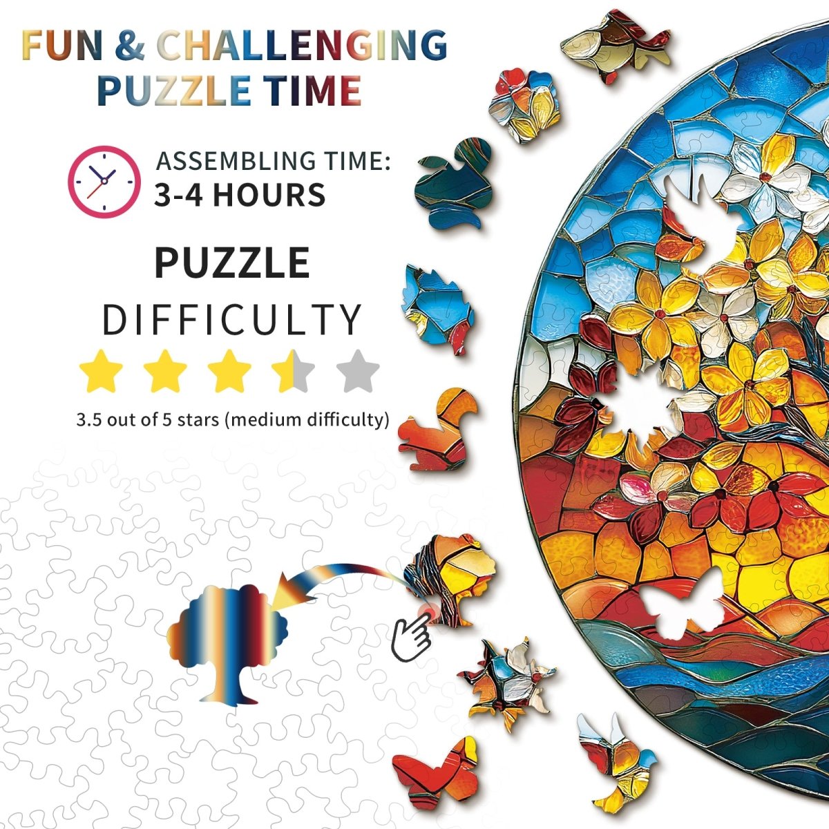 kaayee-wooden-puzzle-colorful-glass-tree-holzpuzzle-medium-bunt image 3