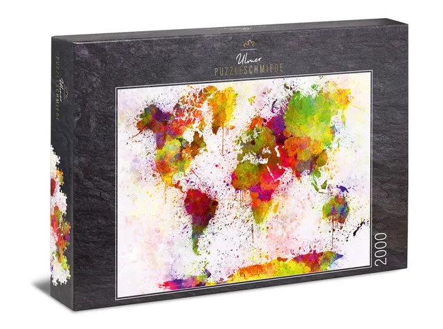 ulmer-puzzleschmiede-puzzle-2000-teile-bunte-welt-weltkarte image 1