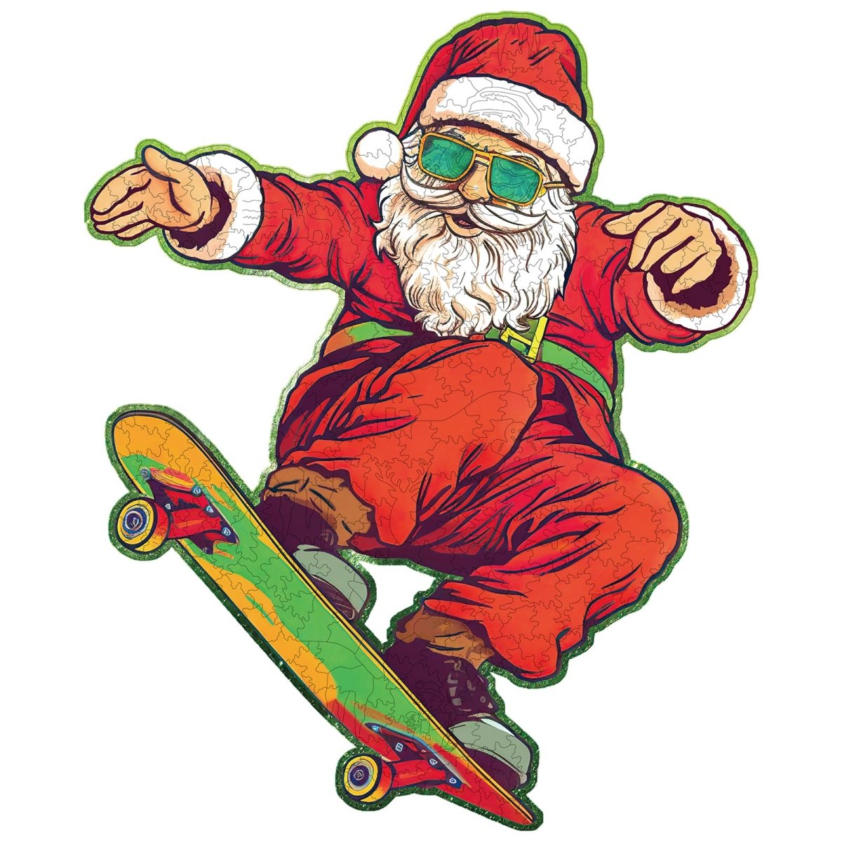kaayee-wooden-puzzle-skateboarding-santa-claus-holzpuzzle-medium-weihnachten image 1
