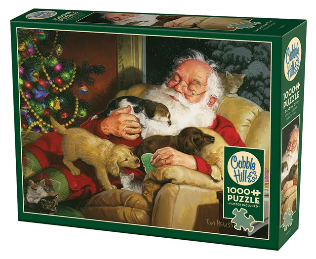 cobble-hill-1000-piece-santa-s-quiet-time-puzzle-1000-teile-hunde image 1