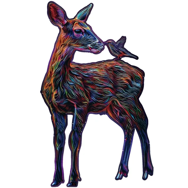 kaayee-colorful-deer-holzpuzzle-medium-bunter-hirsch-tier image 1