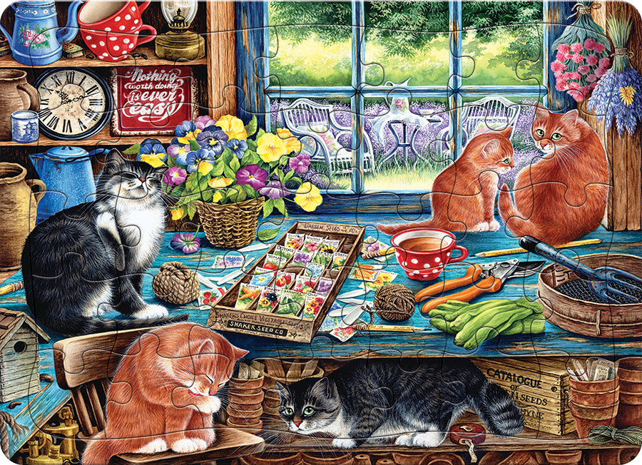 cobble-hill-tray-puzzles-garden-shed-cats-puzzle-35-teile image 1