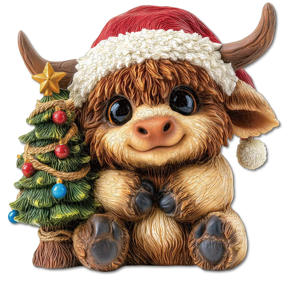 kaayee-wooden-puzzle-christmas-highland-cutie-holzpuzzle-medium image 1