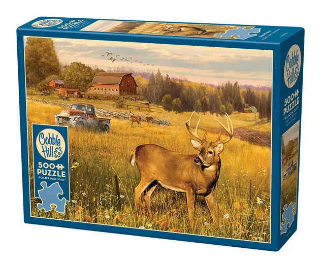 cobble-hill-deer-field-500-teile-puzzle-hirsch-bauernhof image 1