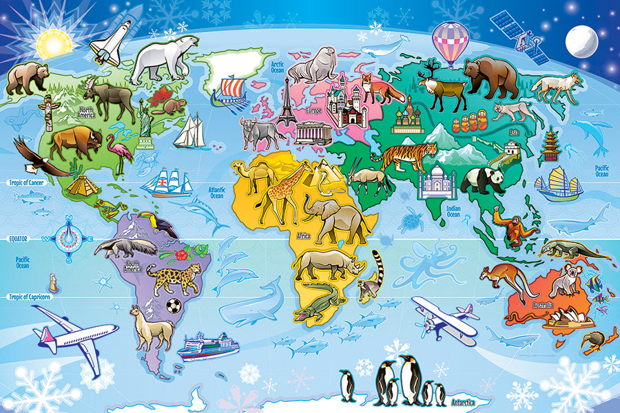 cobble-hill-floor-puzzles-map-of-the-world-bodenpuzzle-35-teile image 2
