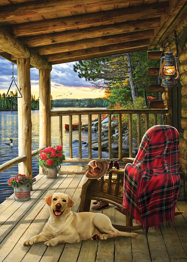 cobble-hill-tray-puzzle-lake-cabin-labrador-35-teile-hund image 3