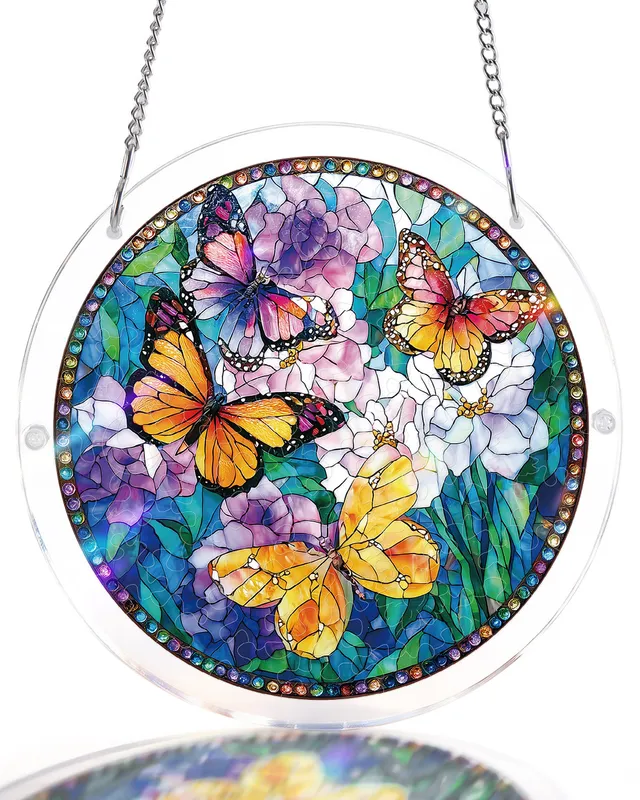 kaayee-suncatcher-puzzle-butterflies-in-bloom-acrylpuzzle-medium-20-8-cm image 1