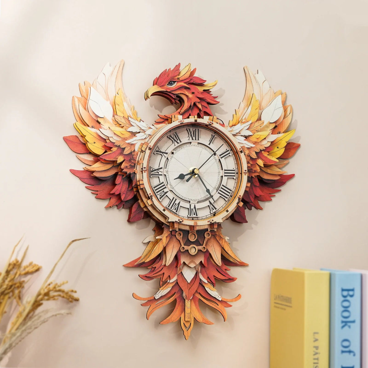 kaayee-clock-kit-phoenix-puzzle-uhr-holz-rot-gold image 6