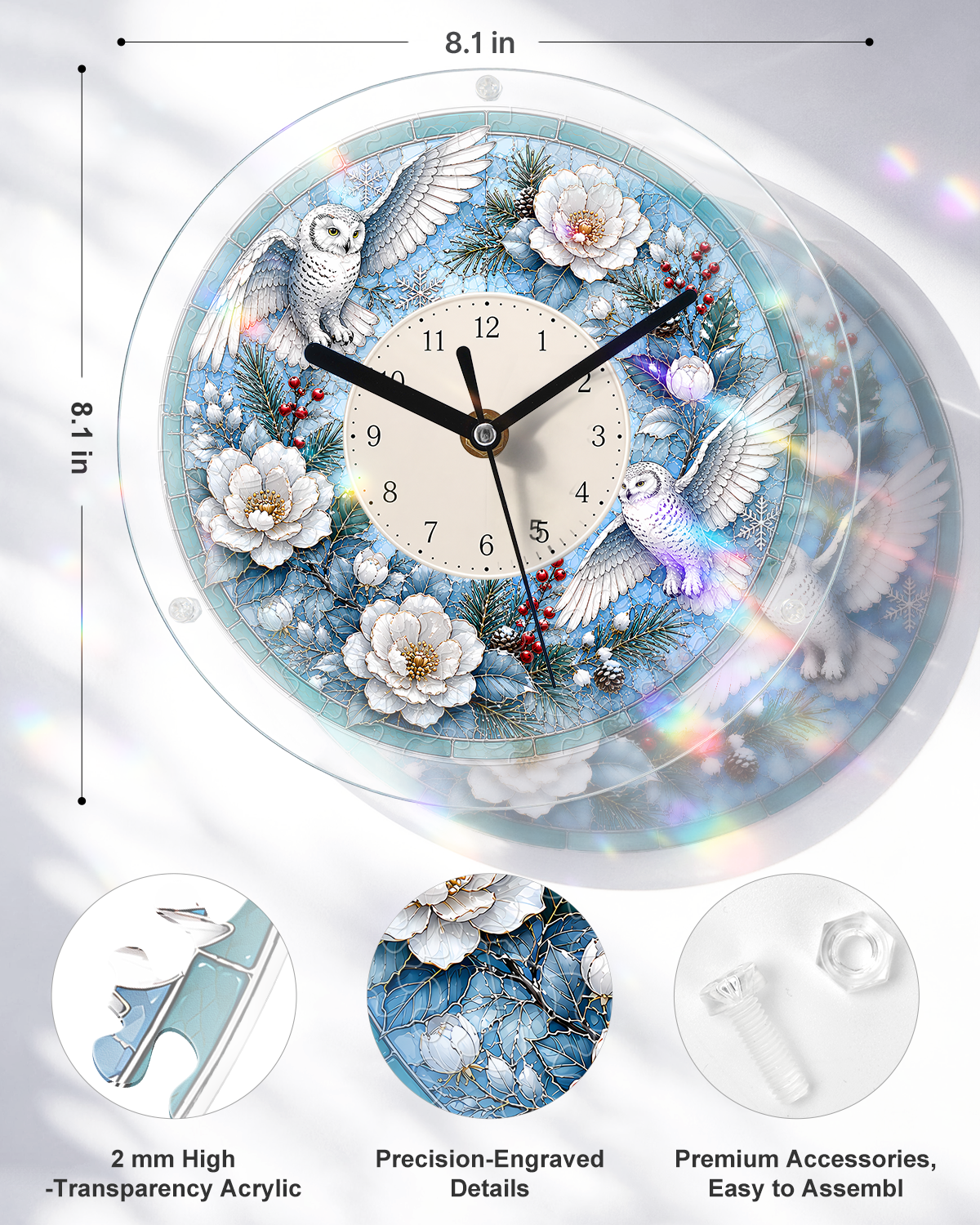 kaayee-puzzle-uhr-schnee-eule-winter-acryl-bausatz-regular image 3