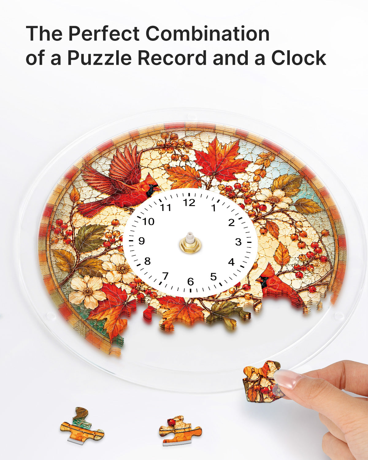 kaayee-clock-kit-autumn-cardinal-acryl-puzzle-uhr-regular image 2