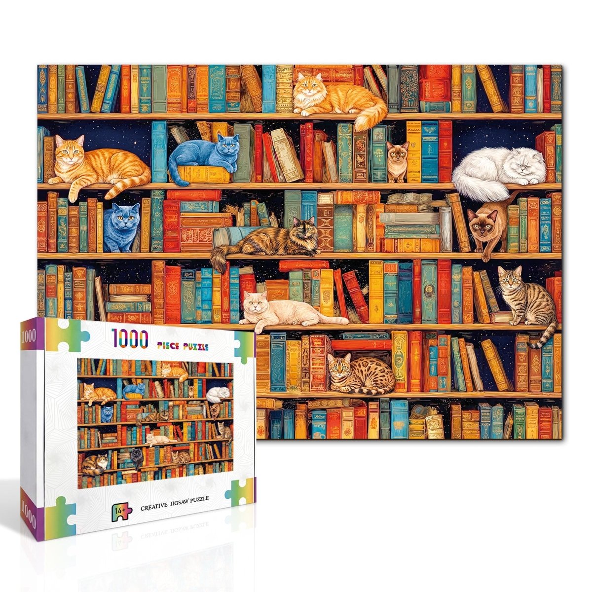 kaayee-cardboard-puzzle-cat-on-shelf-puzzle-1000-teile-standard image 2