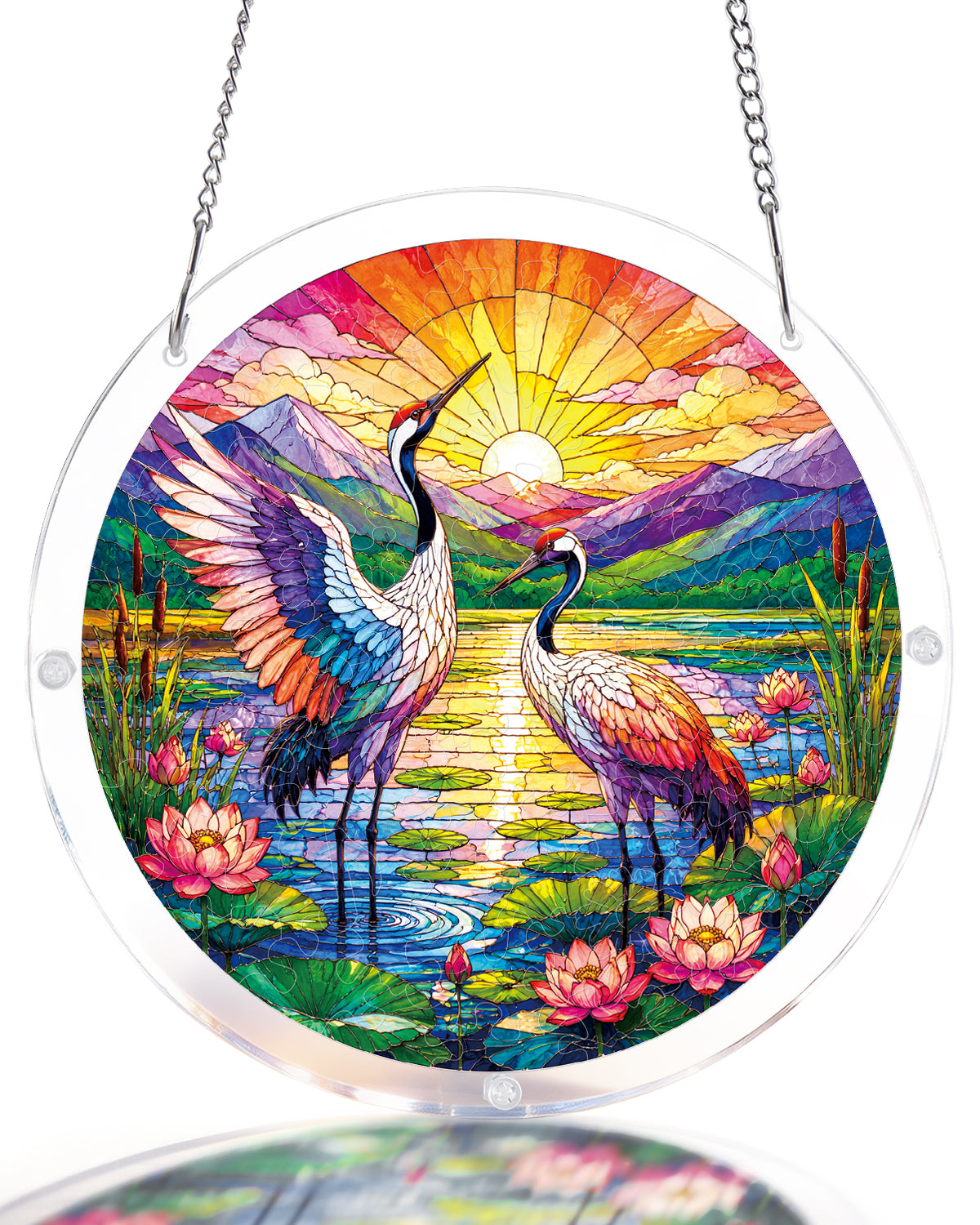 kaayee-suncatcher-puzzle-cranes-at-sunrise-acryl-medium-fenster image 1