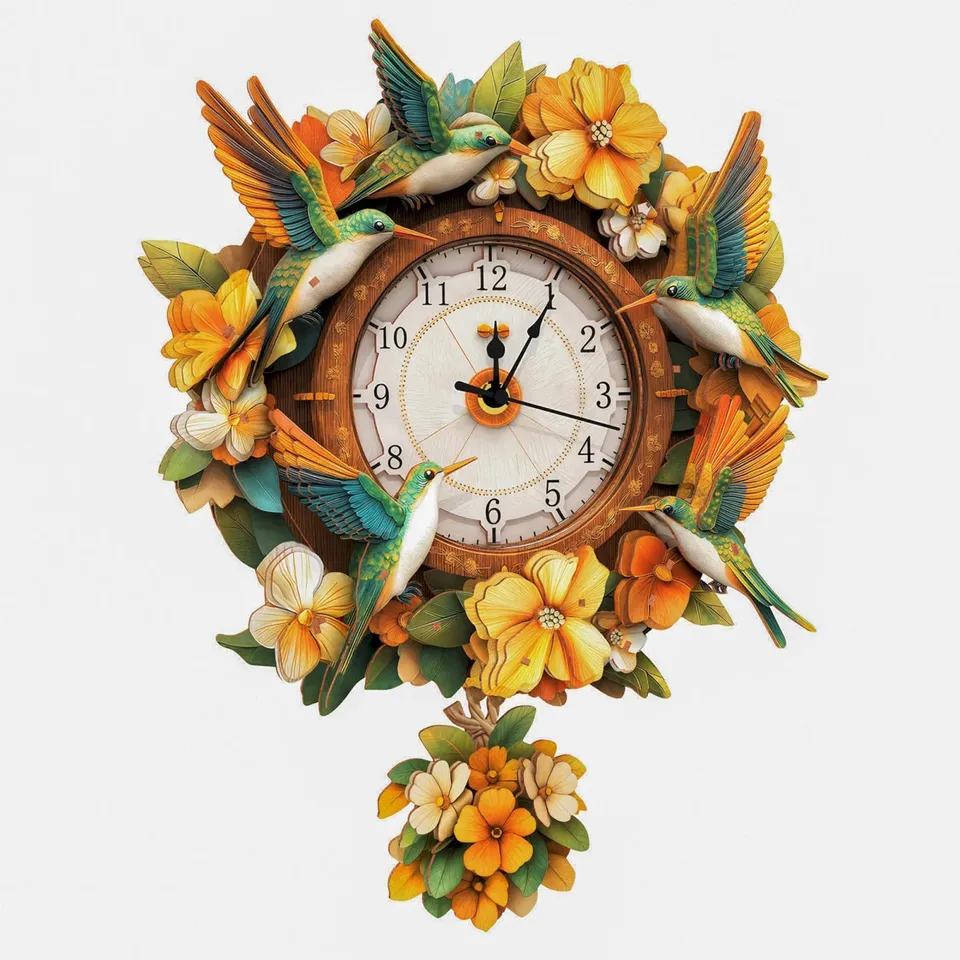 kaayee-clock-kit-hummingbird-holzuhr-3d-puzzle-bausatz image 1