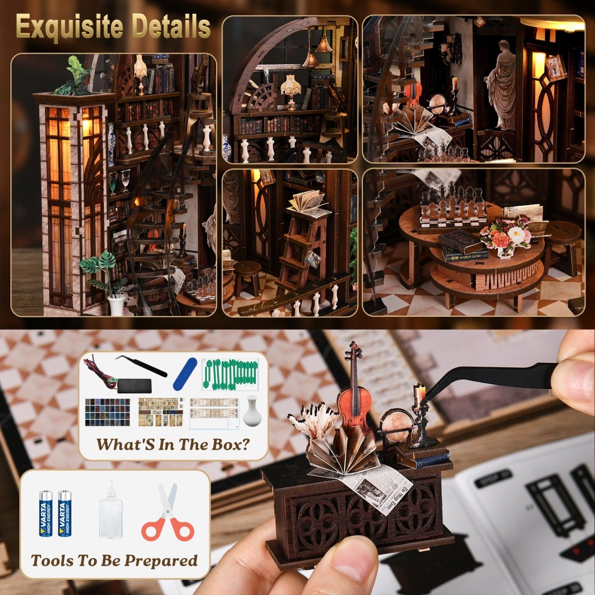 kaayee-miniature-bacchus-bookstore-diy-miniaturhaus-holz-led image 6