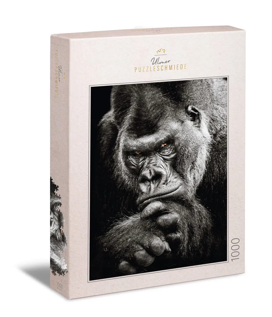 ulmer-puzzleschmiede-puzzle-1000-teile-silverback-gorilla-s-w image 1