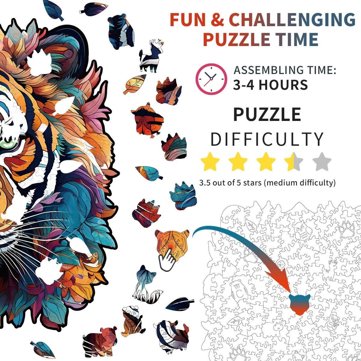 kaayee-tough-tiger-holzpuzzle-medium-tigermotiv image 4