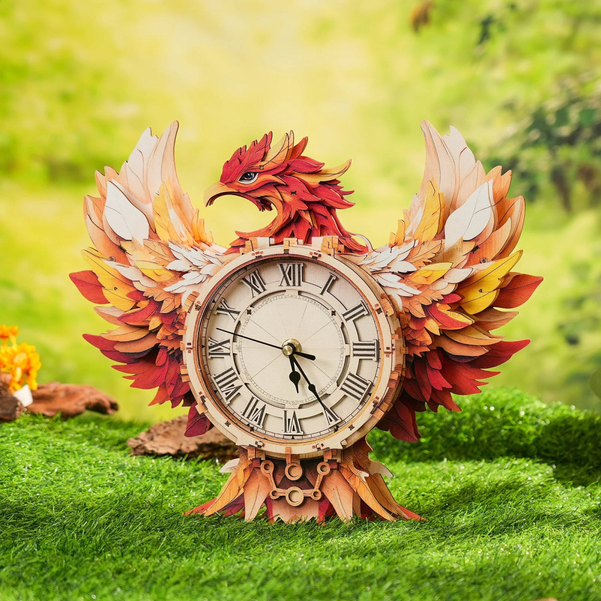 kaayee-clock-kit-phoenix-puzzle-uhr-holz-rot-gold image 2