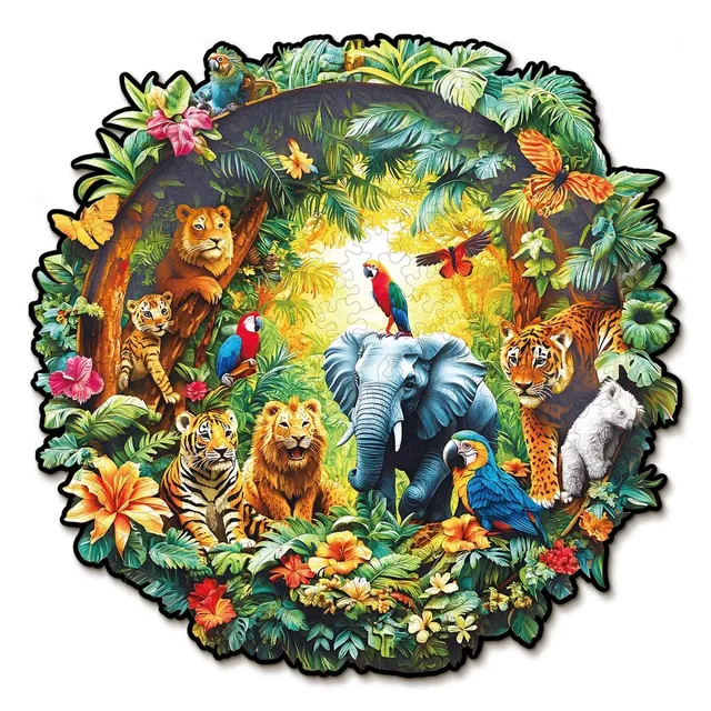 kaayee-animal-paradise-holzpuzzle-mittel-tier-dschungel-rund image 1