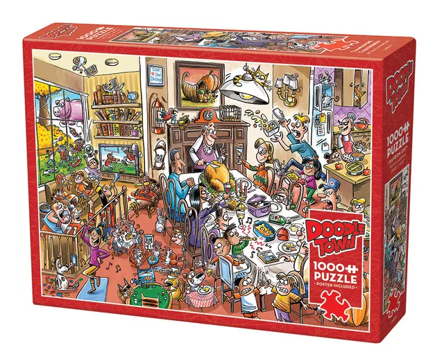 cobble-hill-1000-piece-doodletown-thanksgiving-puzzle-1000-teile image 1