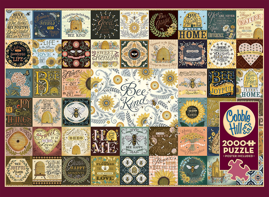 cobble-hill-2000-teile-bee-kind-puzzle-bienen-collage image 3