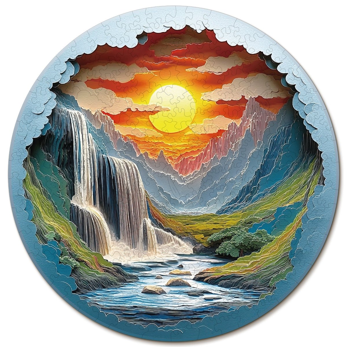 kaayee-wooden-puzzle-beautiful-gorge-holzpuzzle-medium-wasserfall image 1