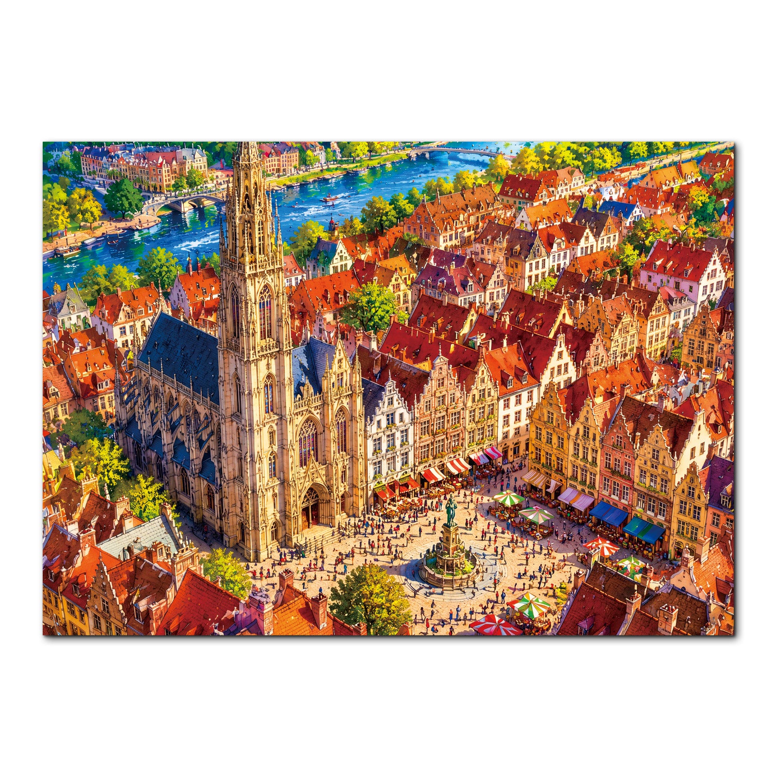kaayee-clock-kit-sunlit-clocktower-town-puzzle-1000-teile image 1