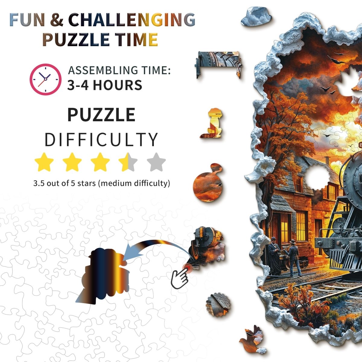kaayee-wooden-puzzle-3d-retro-steam-train-holzpuzzle-zug image 3