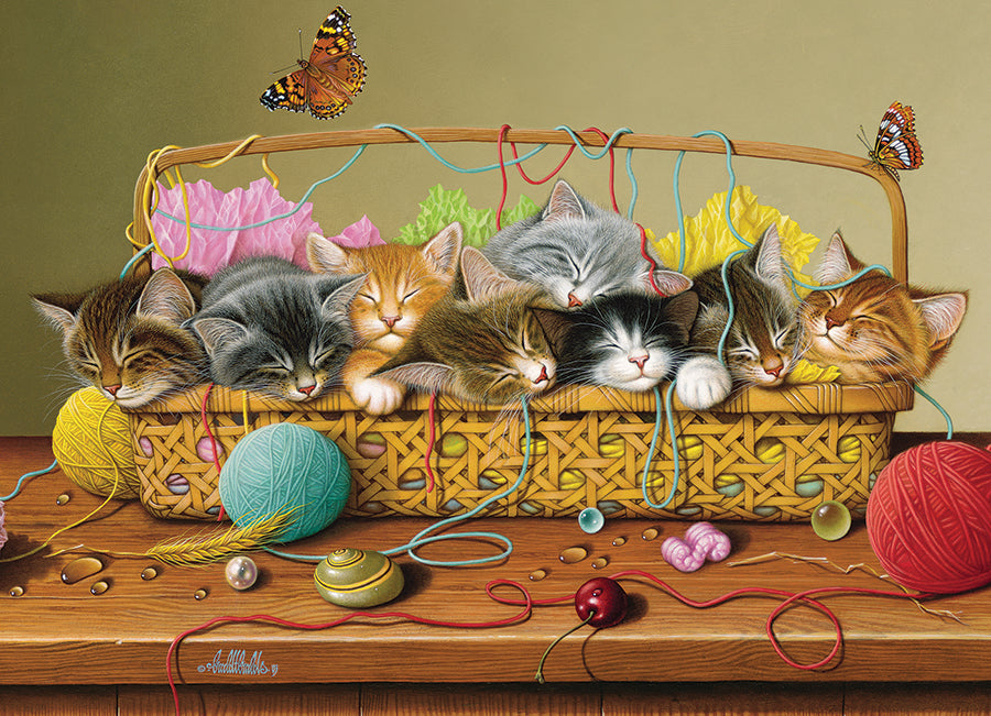 cobble-hill-family-pieces-350-basket-case-puzzle-350-teile-katzen image 2