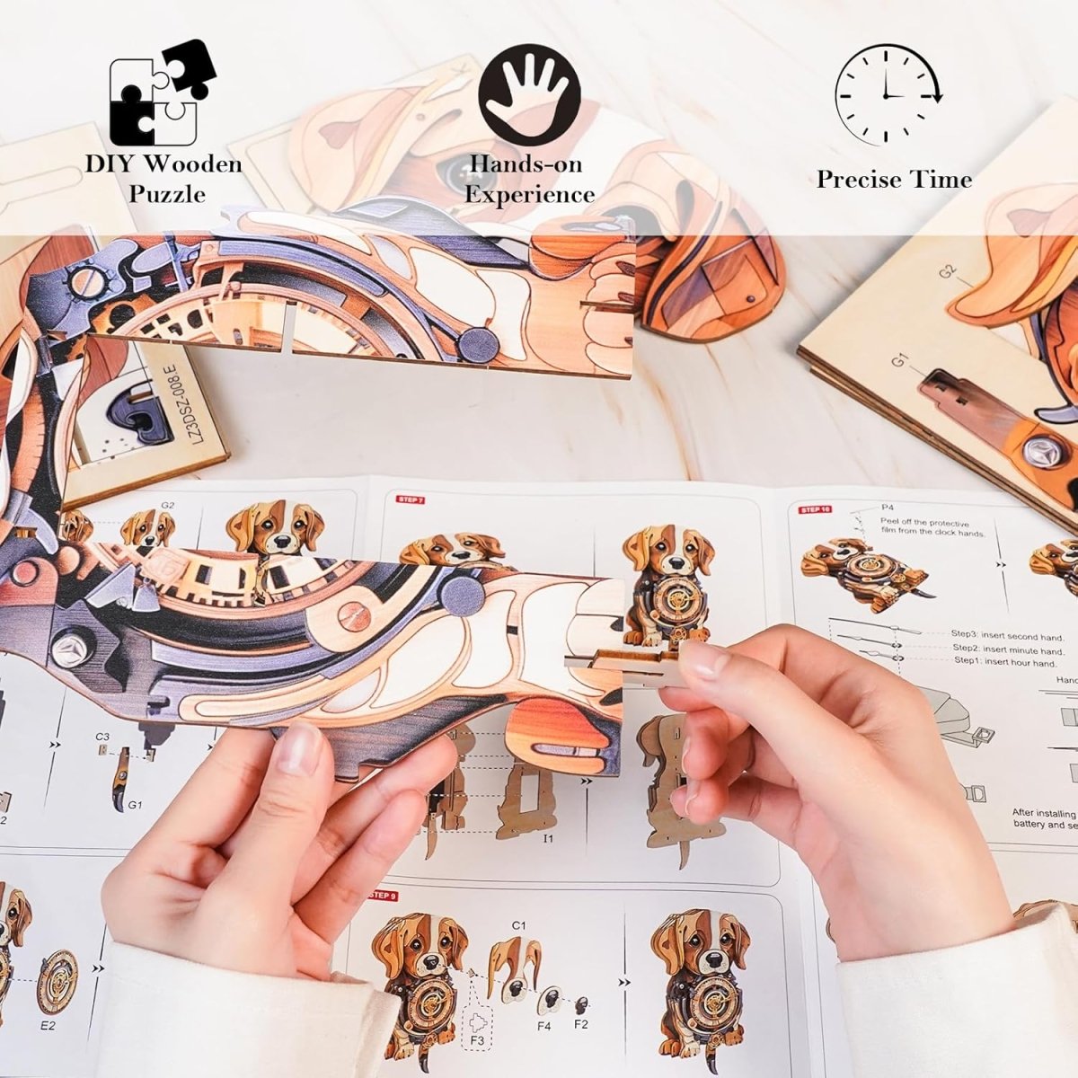 kaayee-beagle-wooden-clock-kit-uhren-bausatz-holz-hund image 4