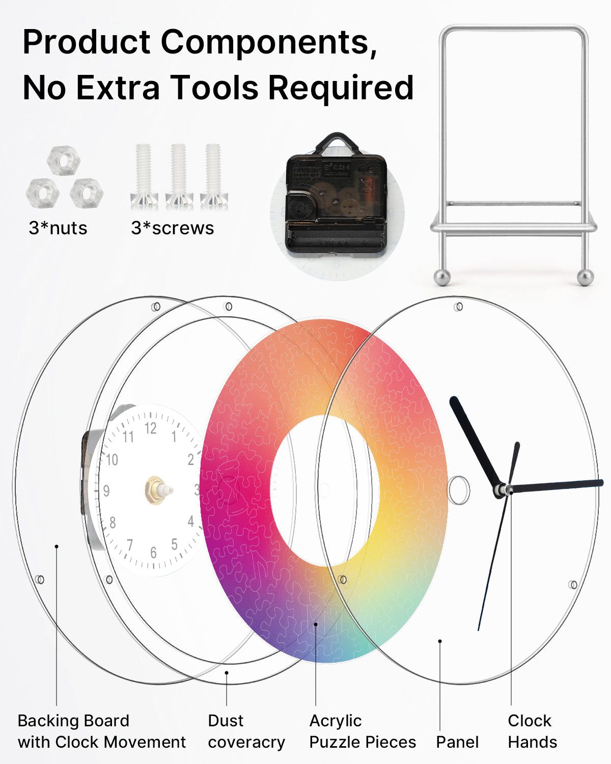 kaayee-clock-kit-diffuse-color-acryluhr-regular-puzzle image 6