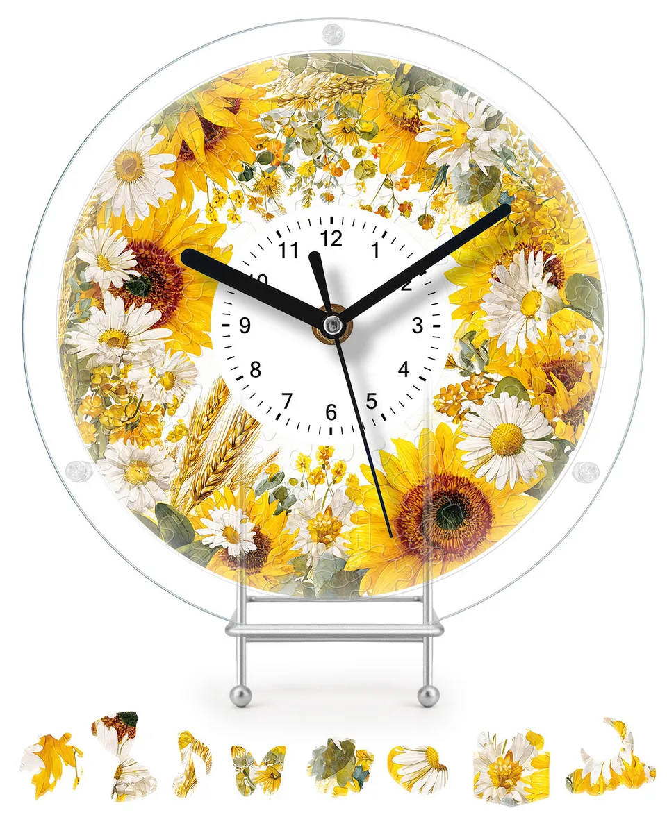 kaayee-sunflower-meadow-puzzle-uhr-acryl-diy-regular image 1