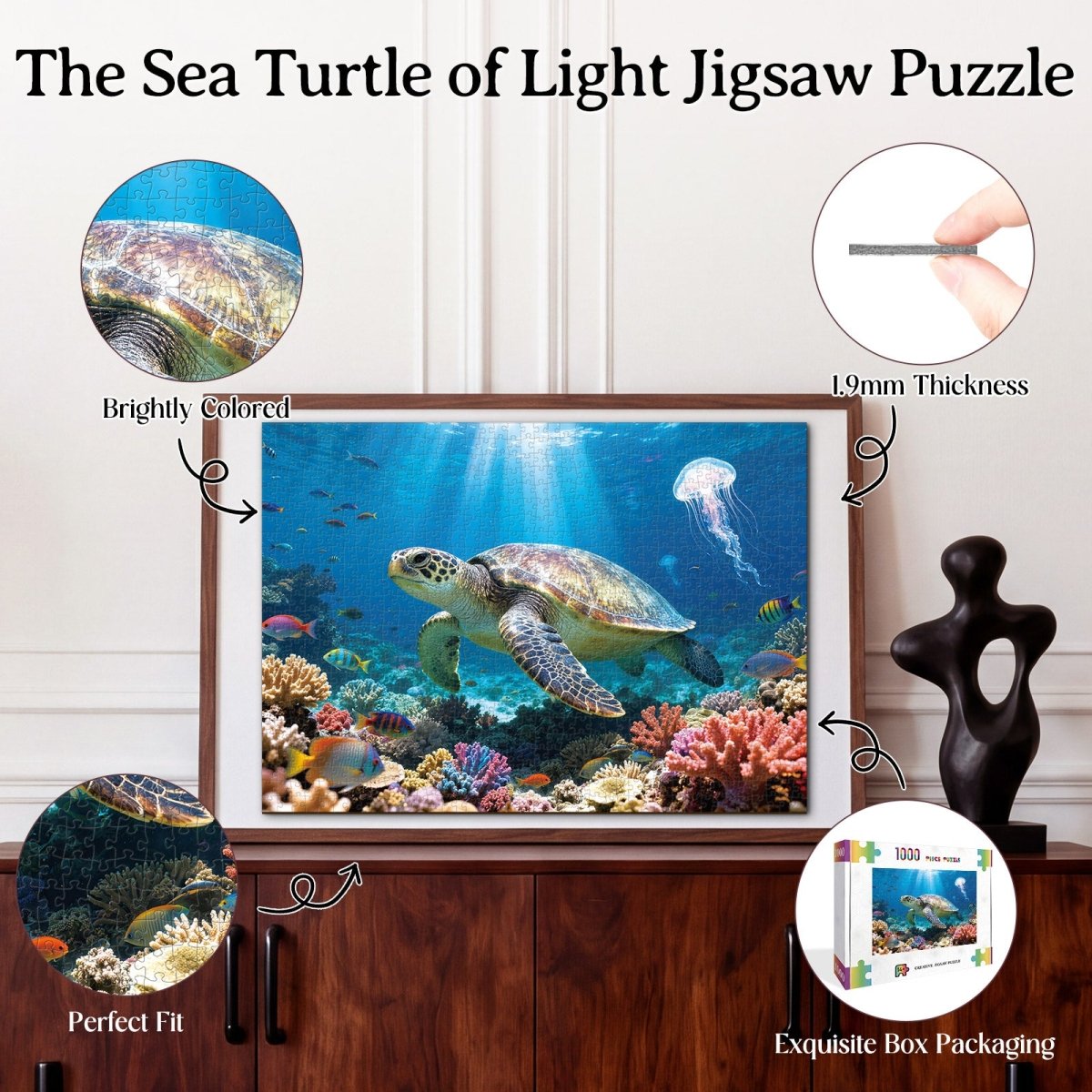kaayee-cardboard-sea-turtle-of-light-puzzle-1000-teile-meer image 3