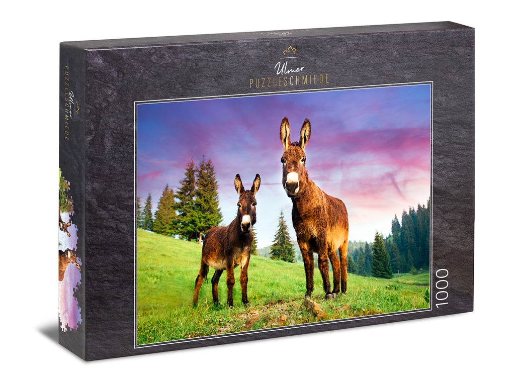 ulmer-puzzleschmiede-puzzle-1000-teile-esel-alpen-tier-puzzle-wiese image 1