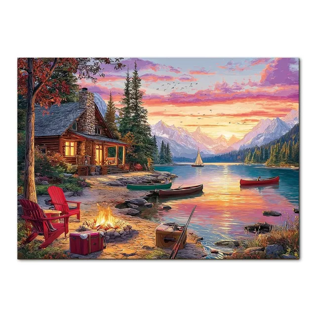 kaayee-cardboard-puzzle-twilight-lake-1000-teile-see-abendrot image 1