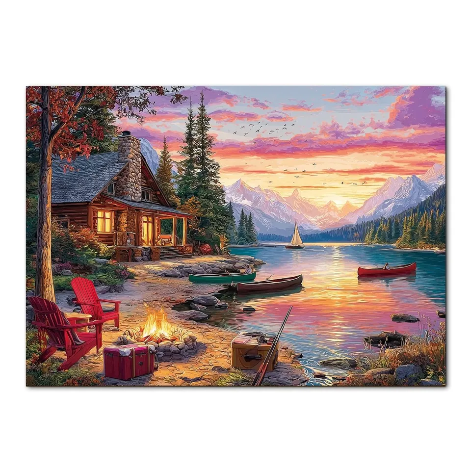 kaayee-cardboard-puzzle-twilight-lake-1000-teile-see-abendrot image 1