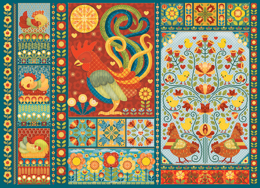 cobble-hill-1000-piece-scandi-chicken-quilt-puzzle-1000-teile-h-hner image 2