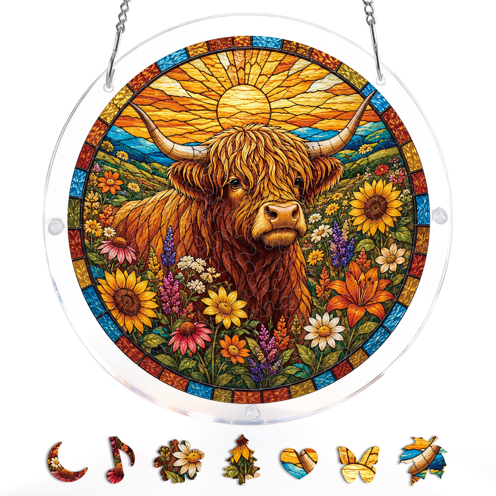 kaayee-blooming-highland-cow-suncatcher-fensterbild-medium-acryl image 3