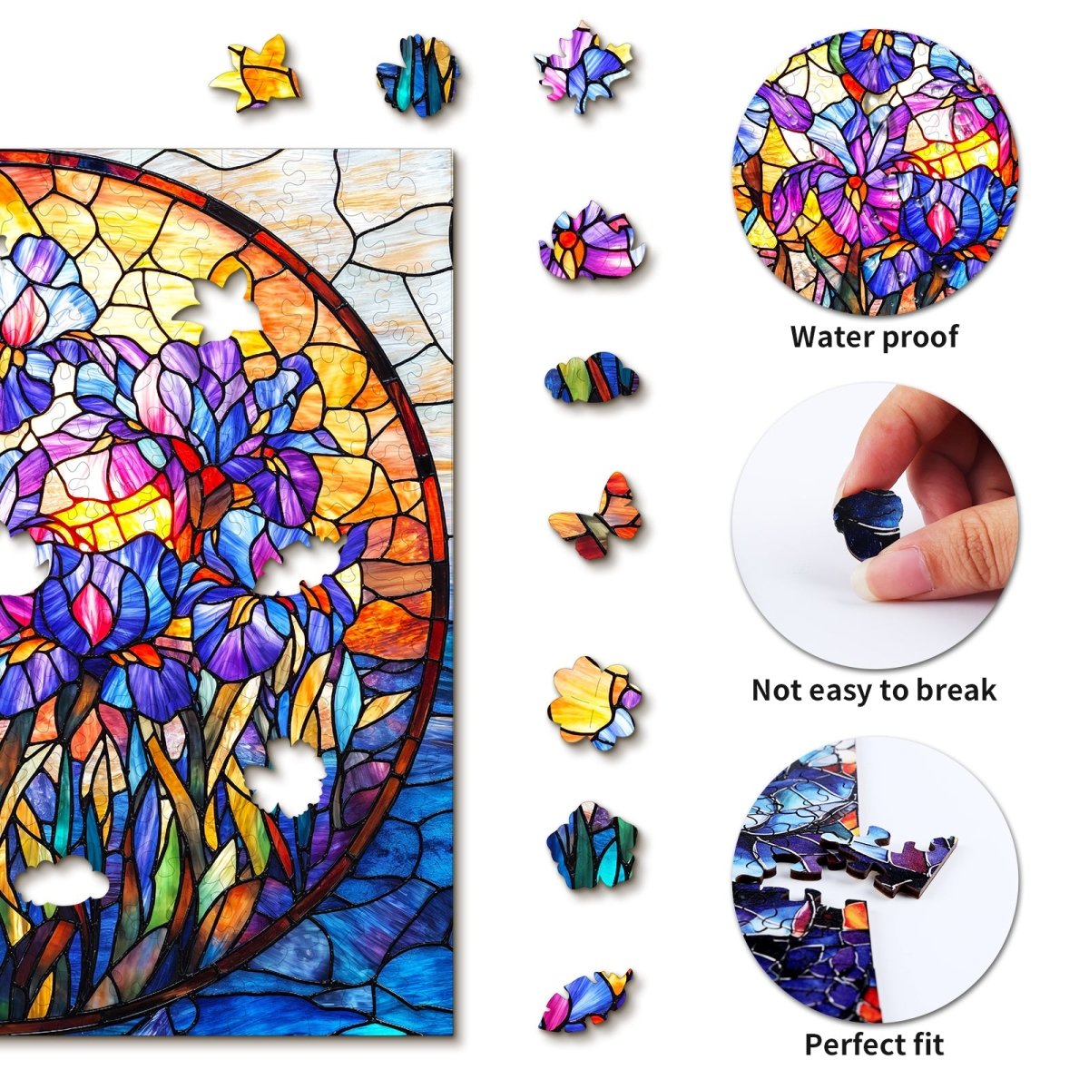 kaayee-purple-glass-iris-holzpuzzle-mittel-glas-motiv image 2