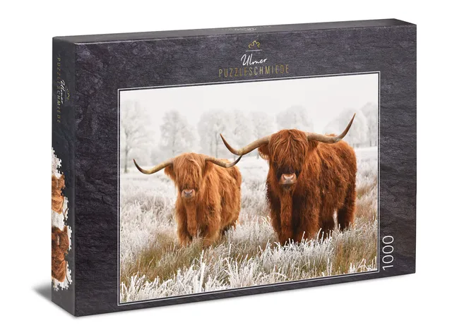 ulmer-puzzleschmiede-winterfreunde-puzzle-1000-teile-hochlandrinder image 1