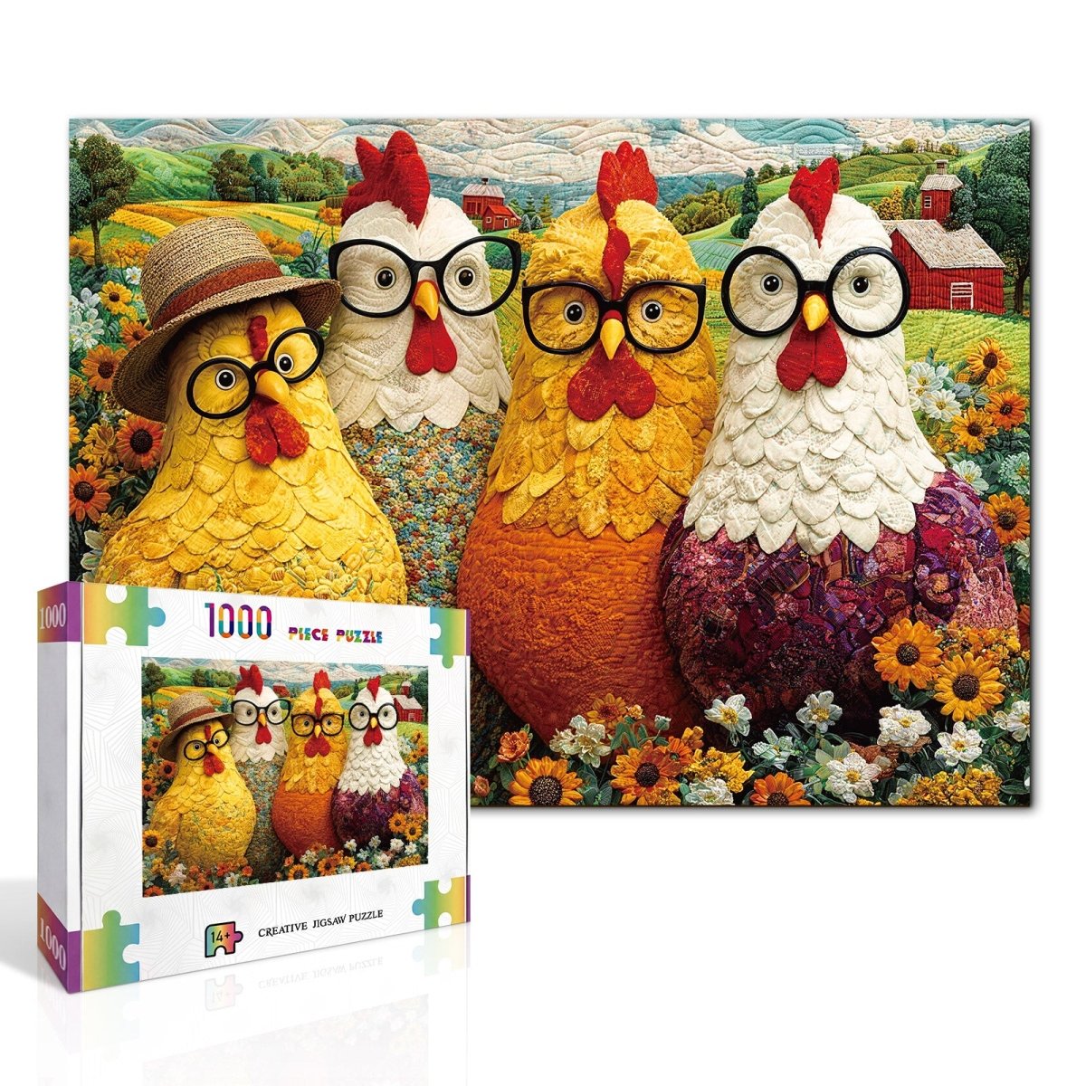 kaayee-cardboard-floral-chicken-club-puzzle-1000-teile image 2