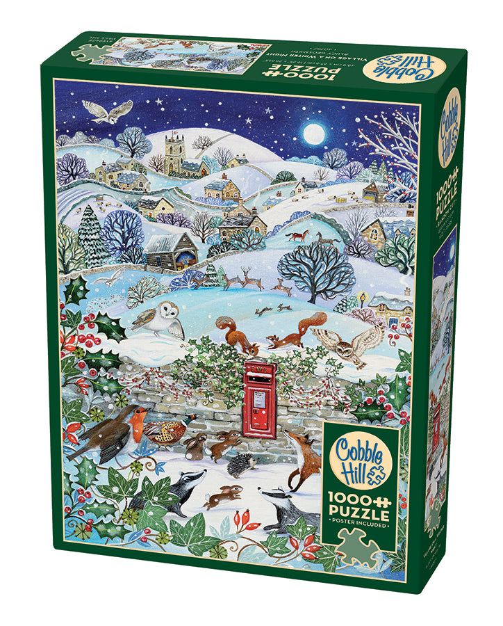 cobble-hill-village-on-a-winter-night-puzzle-1000-teile-schnee image 1