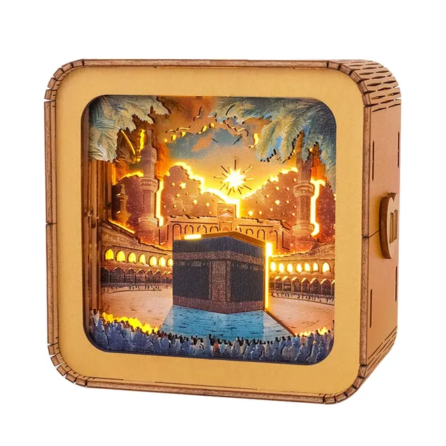 kaayee-night-light-holy-makkah-3d-holzpuzzle-kaaba-led image 1