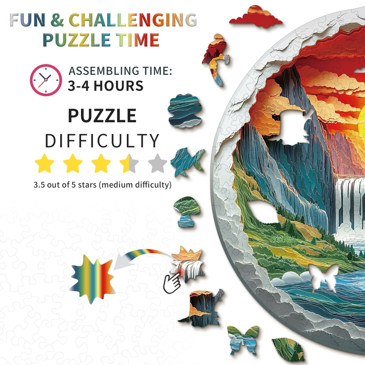 kaayee-wooden-puzzle-canyon-wasserfall-medium-holzpuzzle image 4