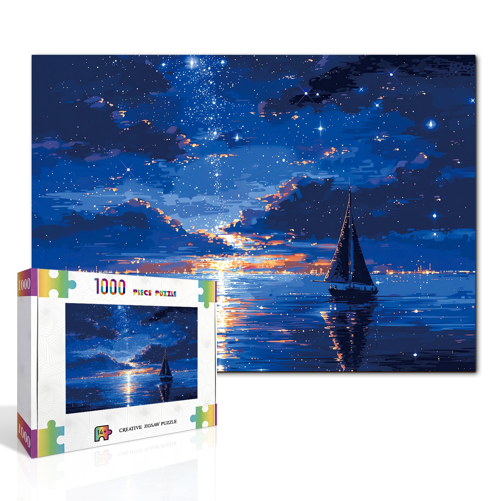 kaayee-1000-teile-puzzle-moonlit-seascape-eco-white-board image 2