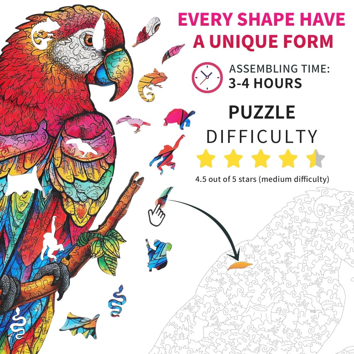 kaayee-lovely-parrot-holzpuzzle-medium-papagei image 4