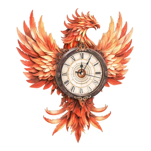 kaayee-flame-phoenix-holzuhr-3d-puzzle-bausatz-mit-pendel image 1