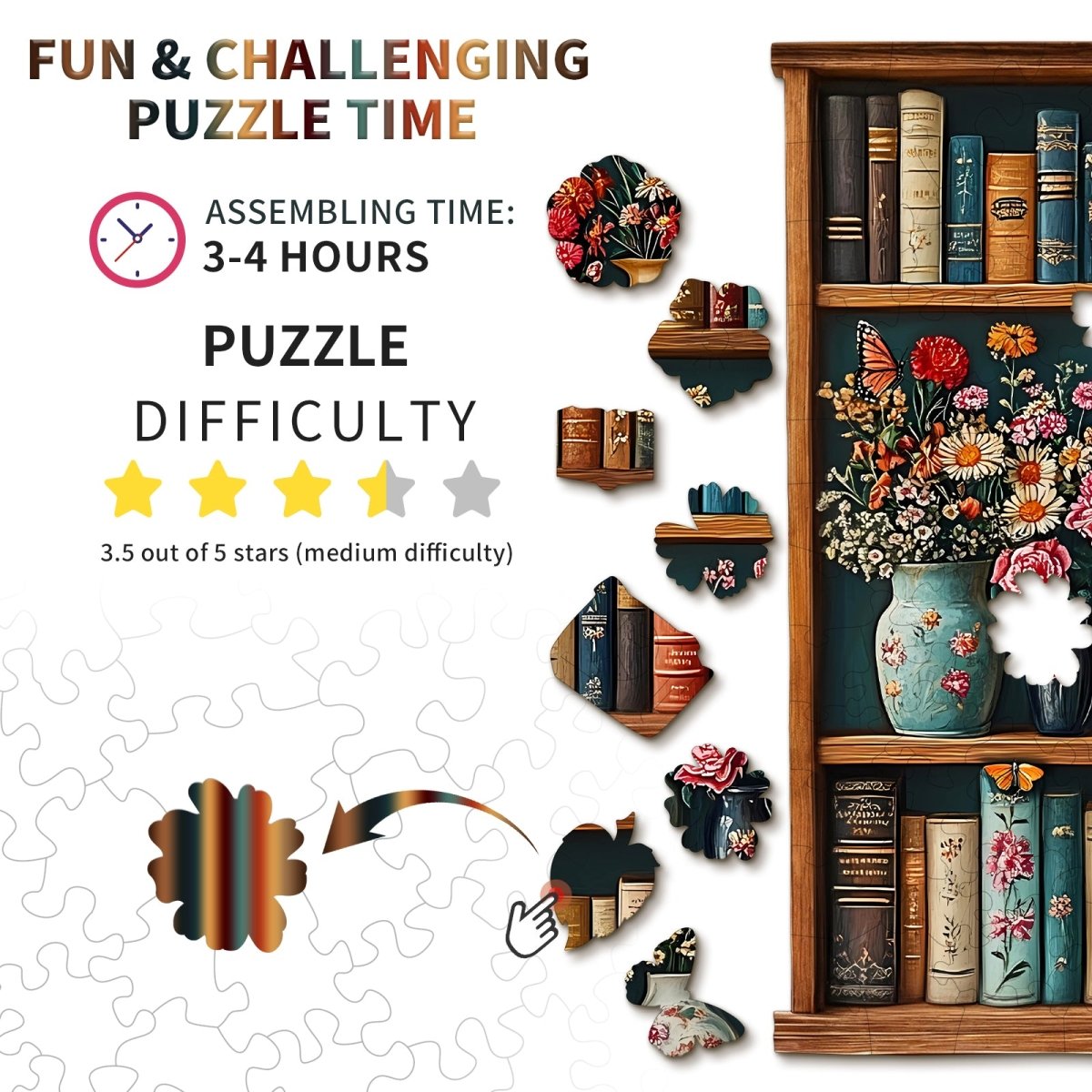 kaayee-wooden-puzzle-bookshelf-flower-holzpuzzle-medium image 3