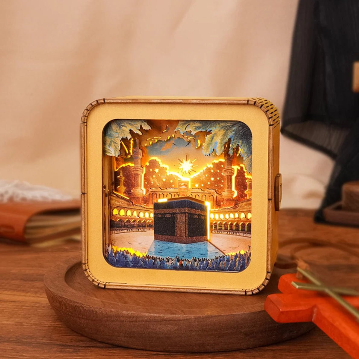 kaayee-night-light-holy-makkah-3d-holzpuzzle-kaaba-led image 2