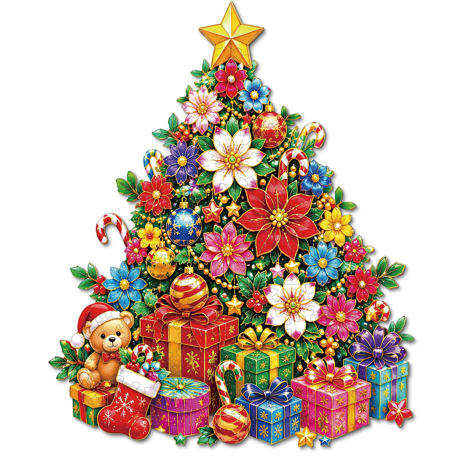 kaayee-christmas-tree-holzpuzzle-floral-medium image 1